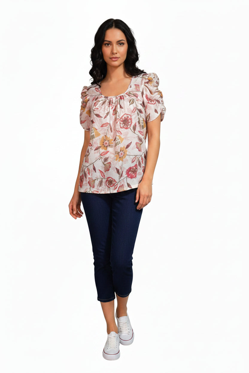 Printed floral top for women
