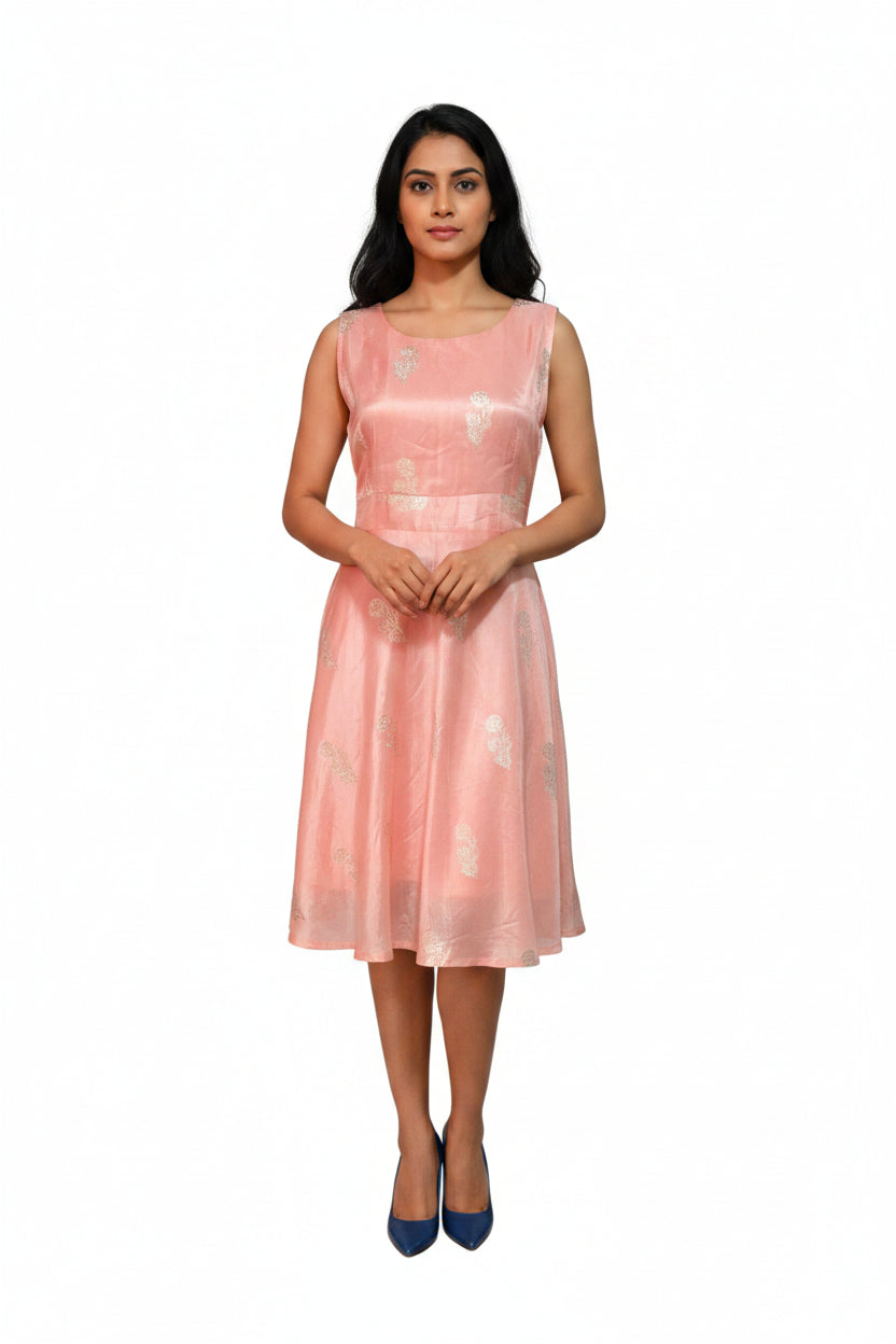 Orange silk dress for women