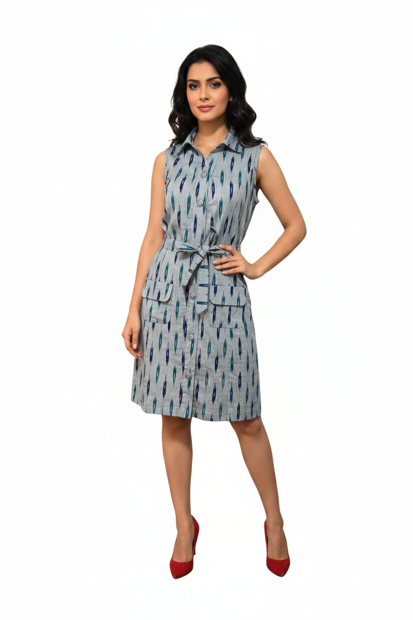 Grey printed cotton dress