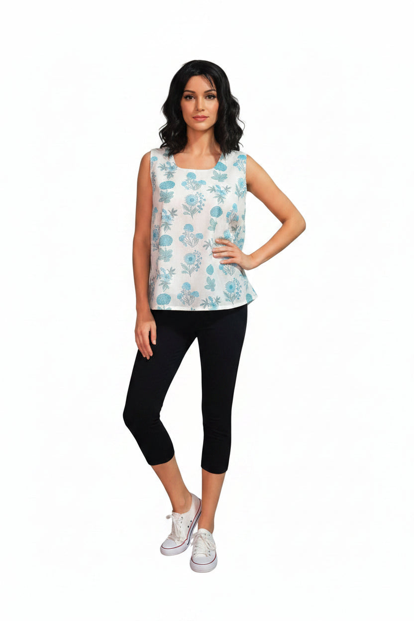 Blue sleeveless top for women