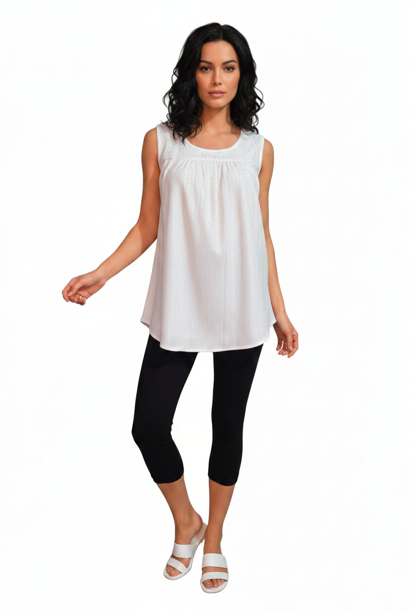 White long sleeveless top