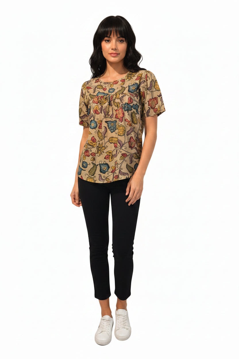 Brown printed top for women
