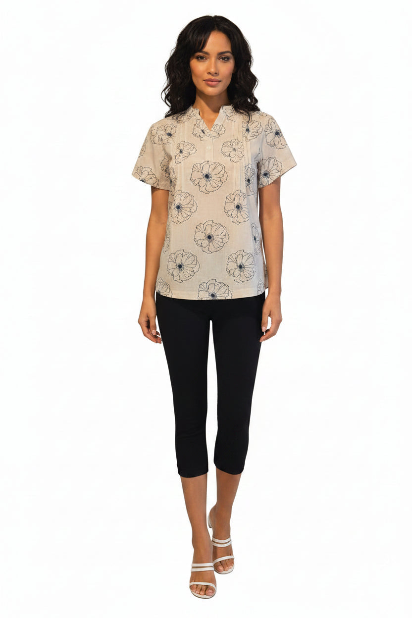 Beige printed top for women