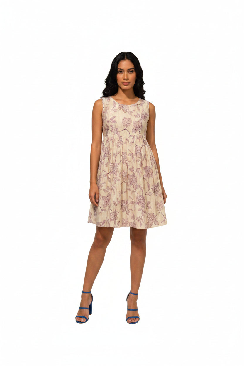 Beige silk dress for women