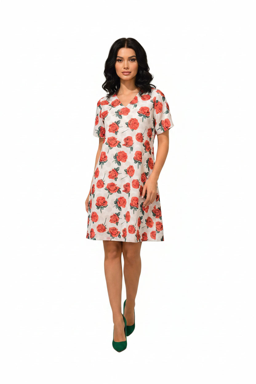 Rose print dress for women
