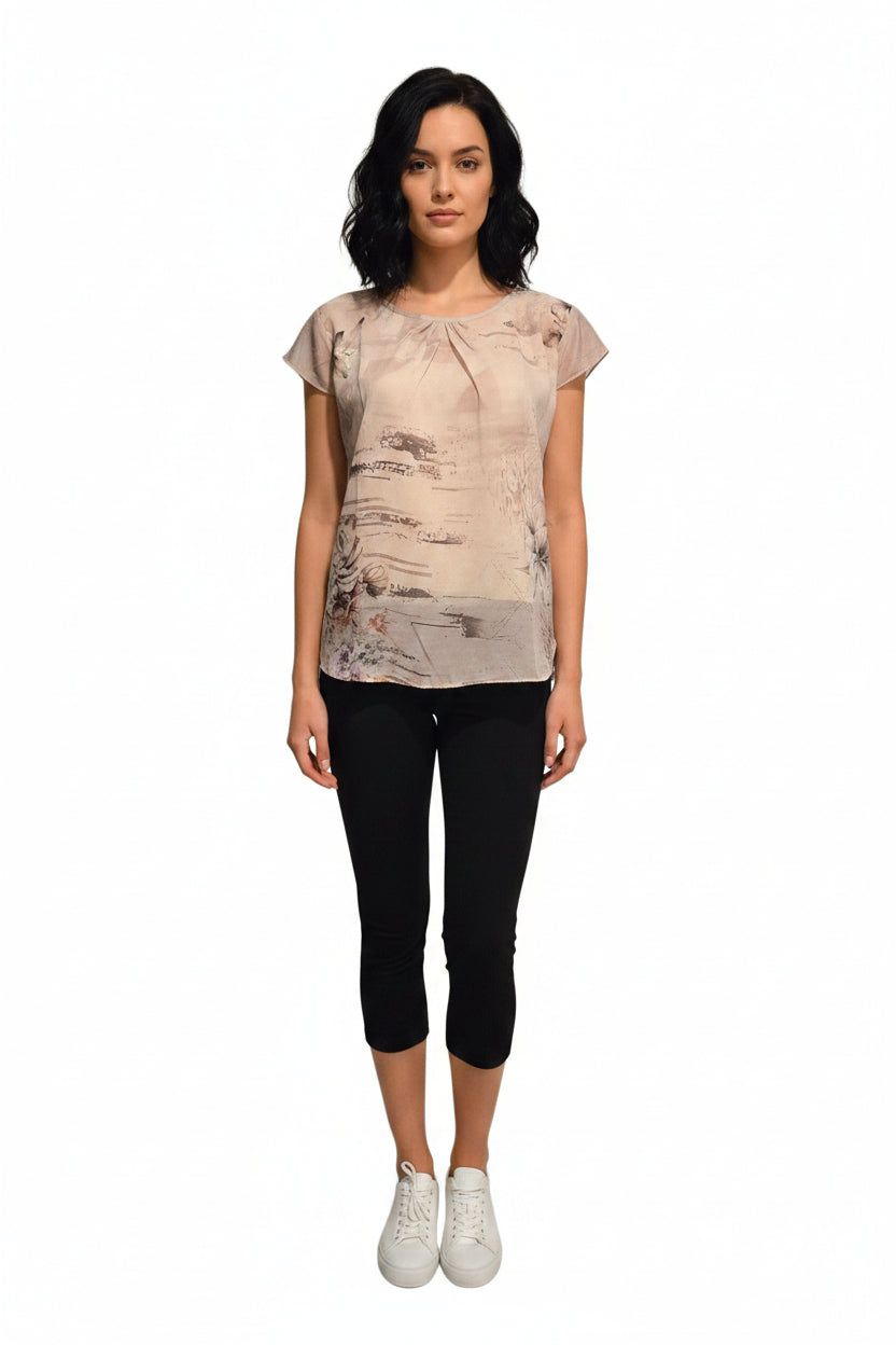 Beige short sleeve top