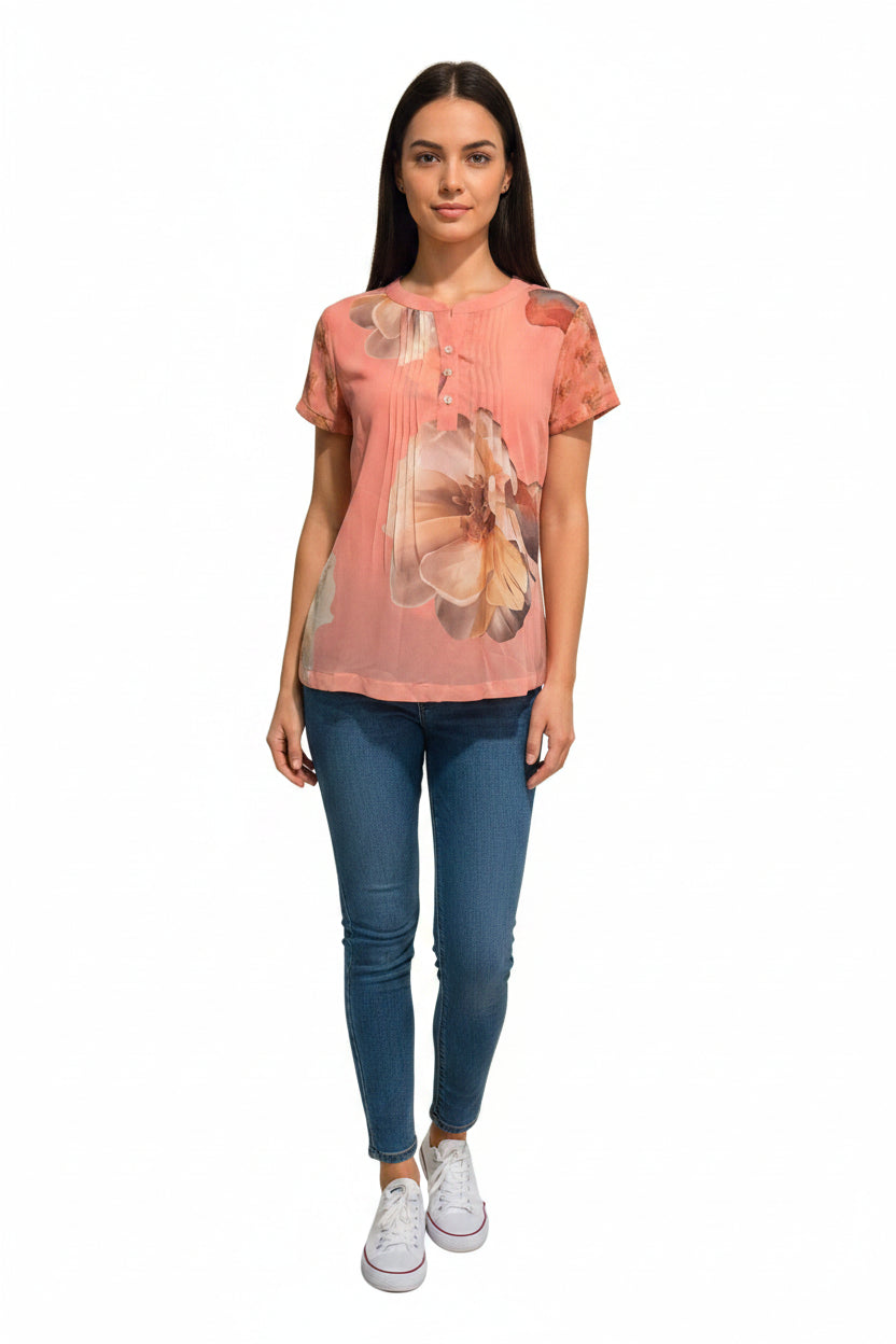 Orange floral top for women