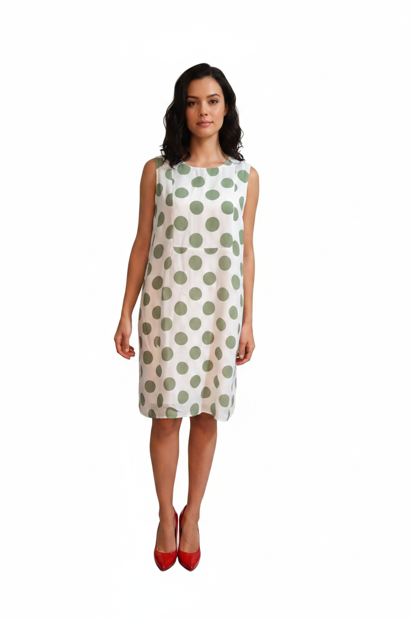 Green polka dress for women