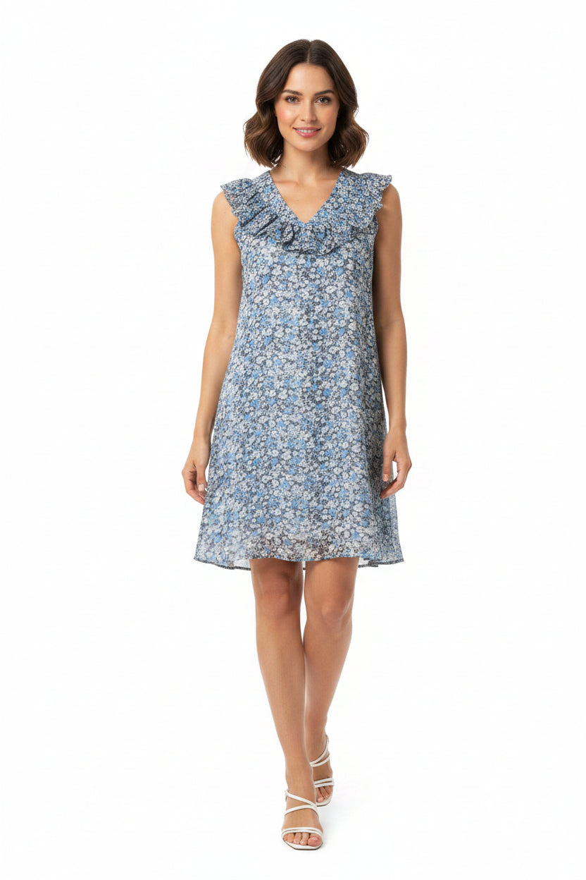 Blue printed dress