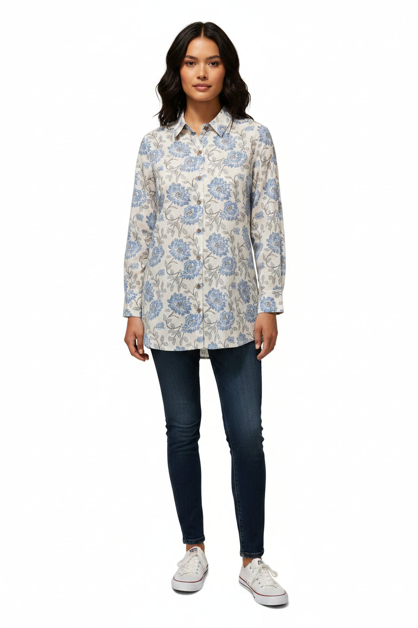 Blue linen cotton top