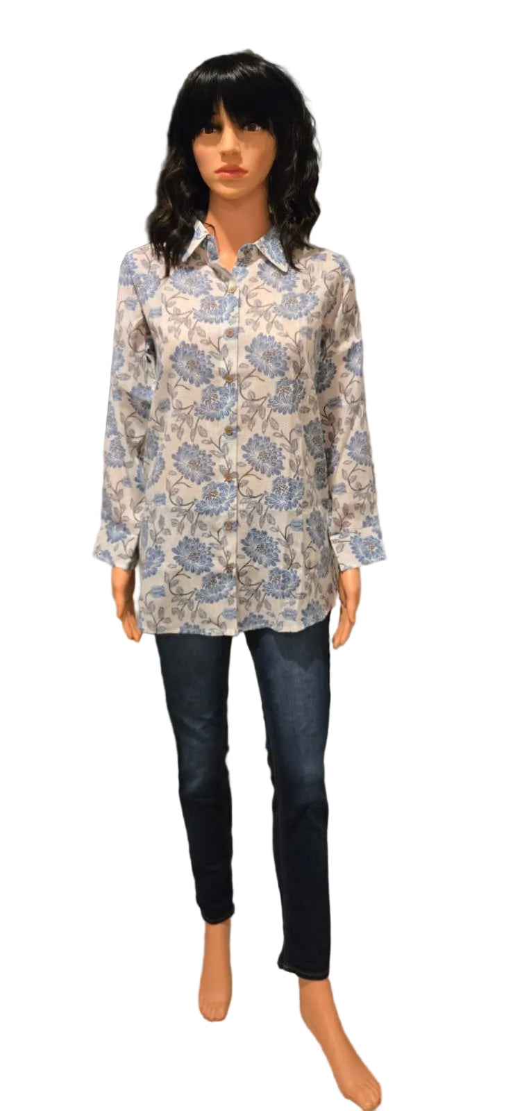 Blue Linen Cotton Top