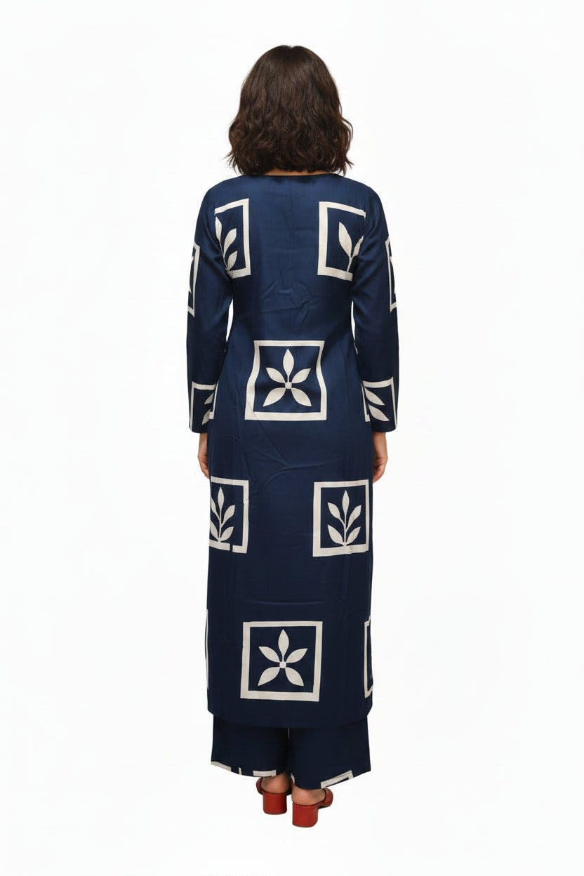 Steel Blue Palazzo Suit