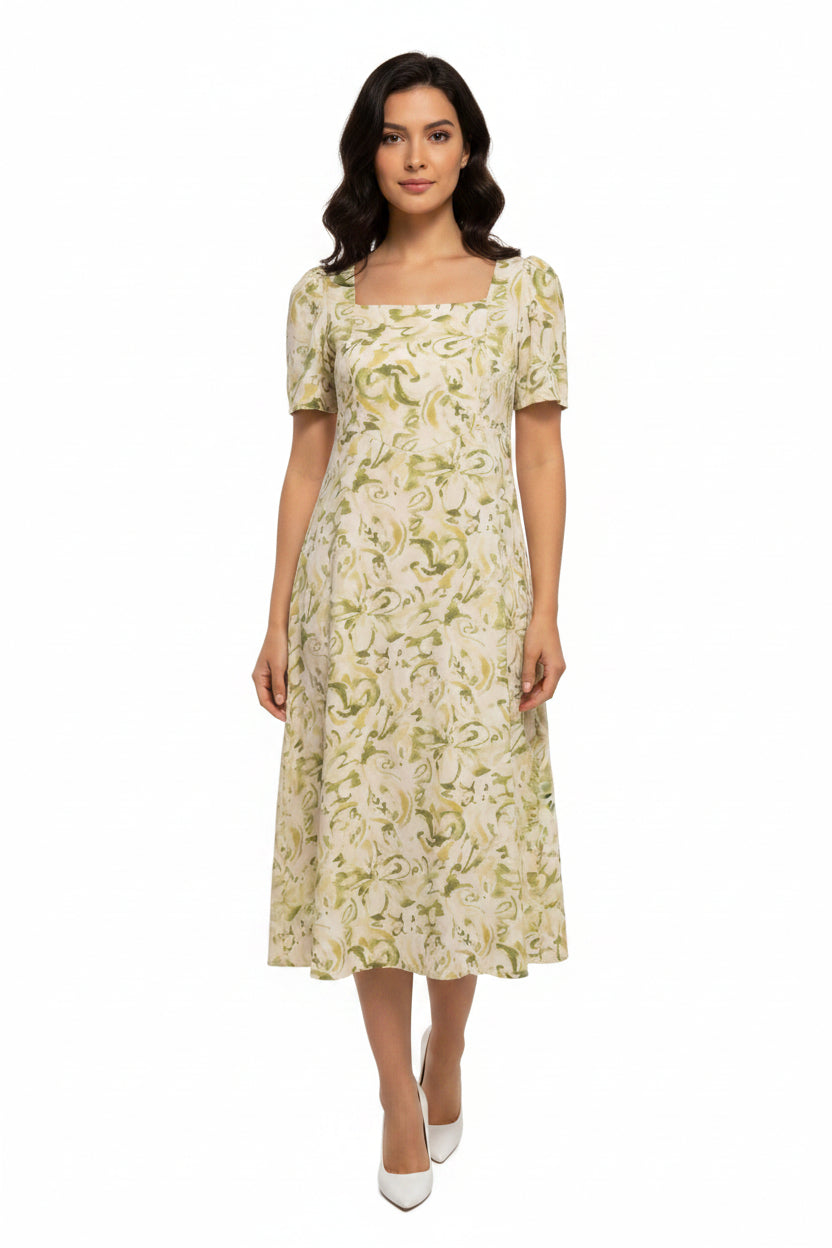 Green printed midi dress