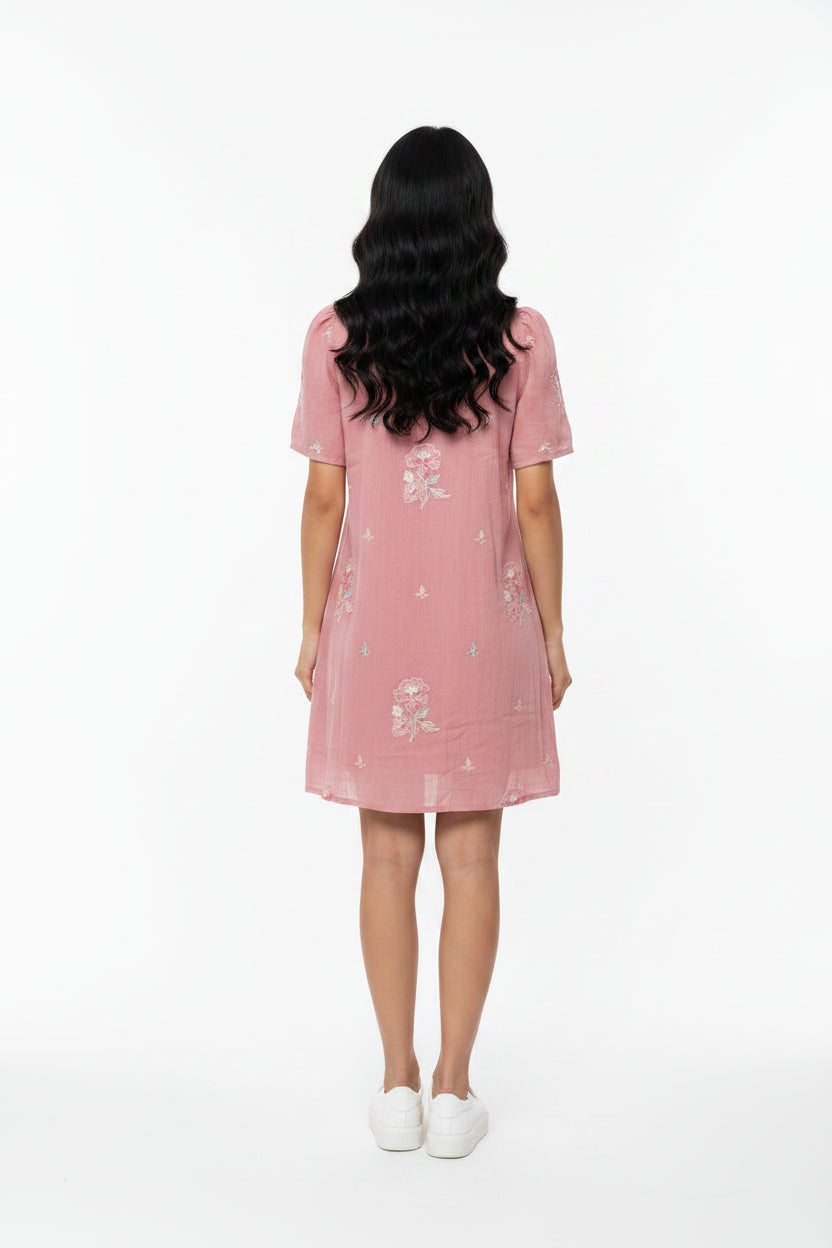 Peach embroidery dress