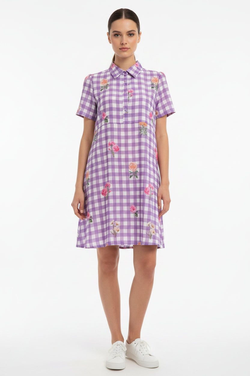 Lavender Bloom Shirt Dress