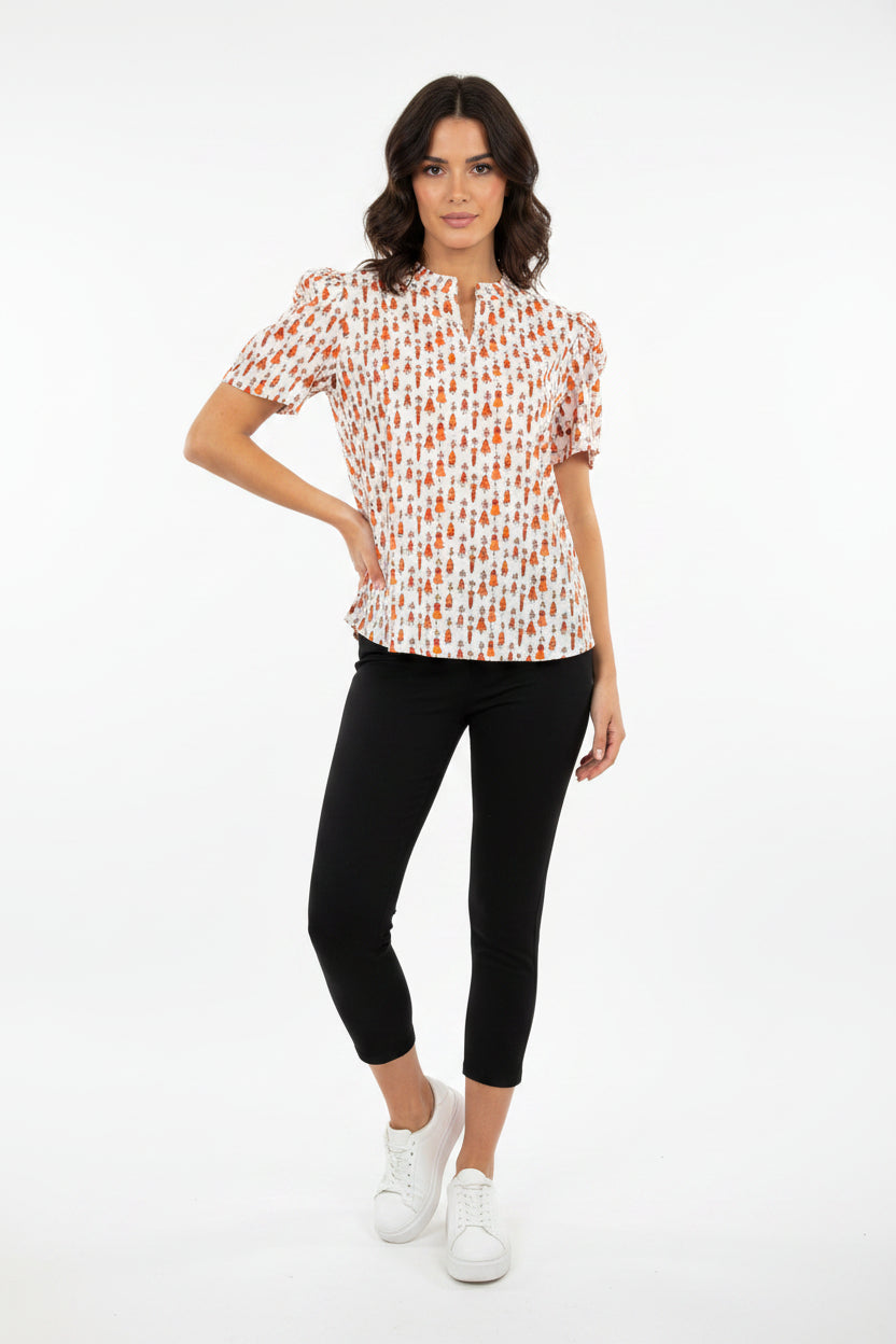 Rust Motif Printed Top (