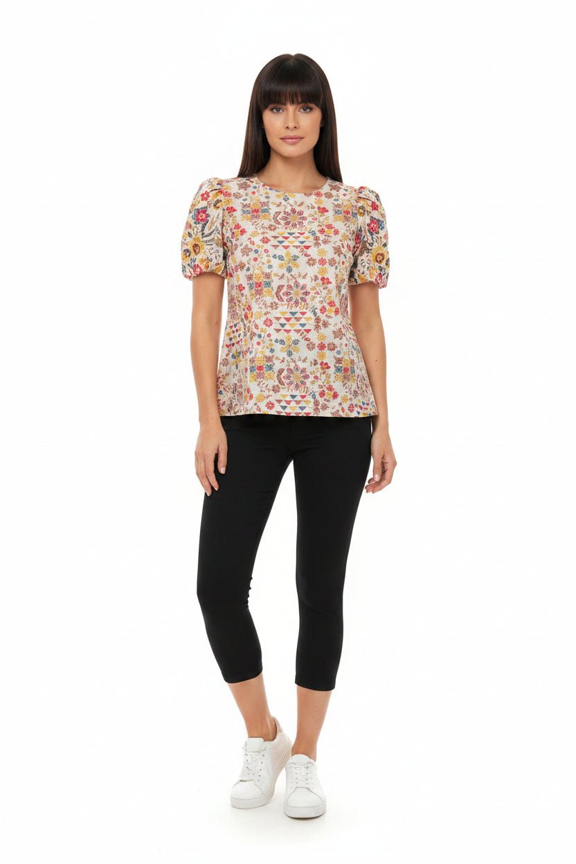 Pastel Mosaic Floral Top