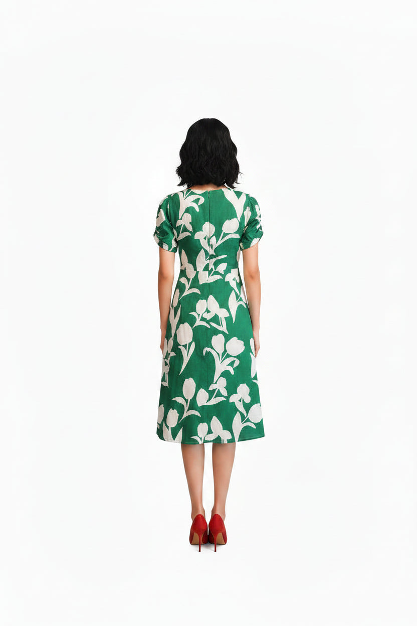 Green & White Floral Dress