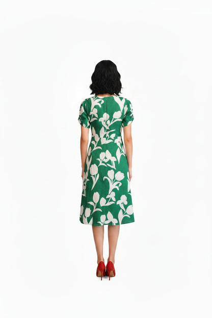 Green & White Floral Dress