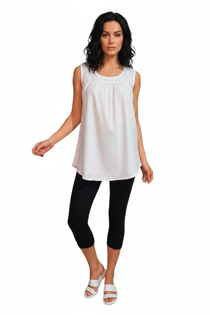 White long sleeveless top