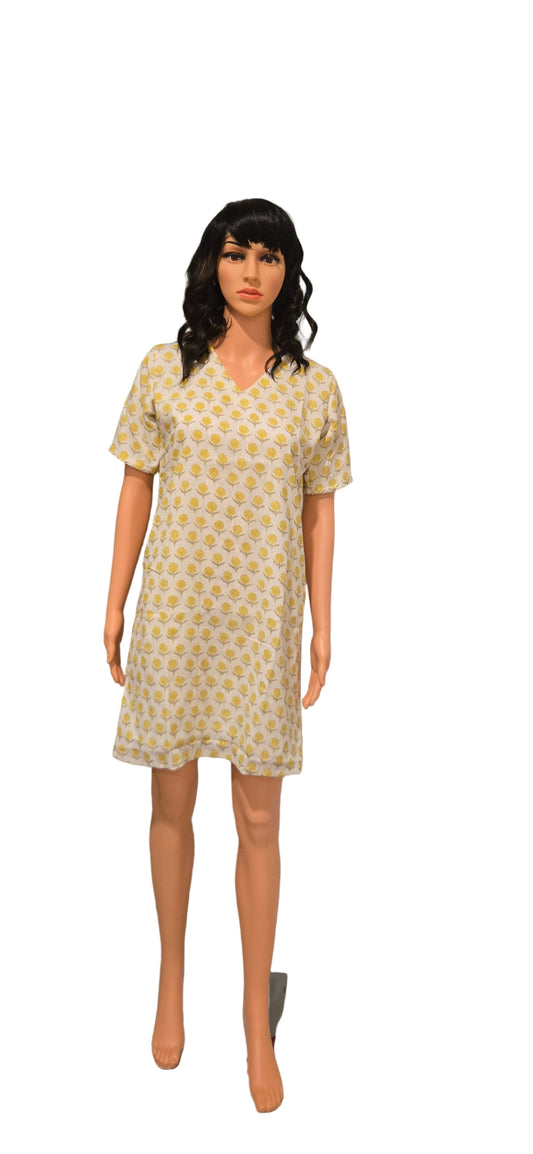 Yellow cotton short dress