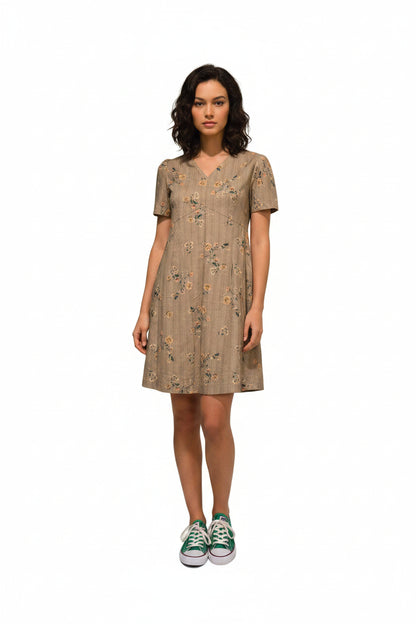 Brown floral dress