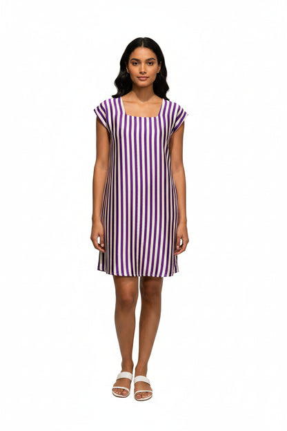Purple striped dress for women