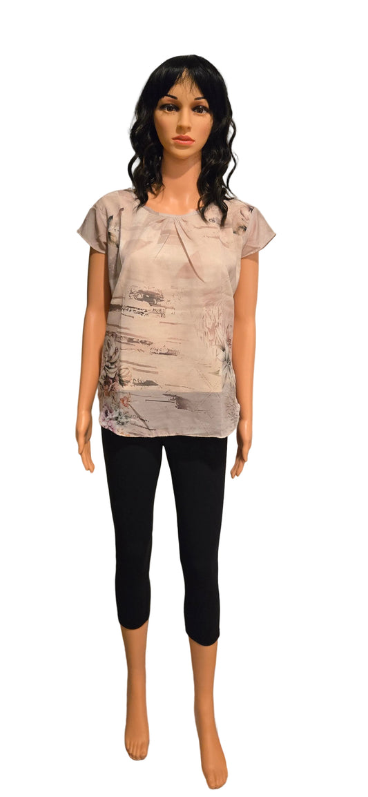 Beige Top Short Sleeves