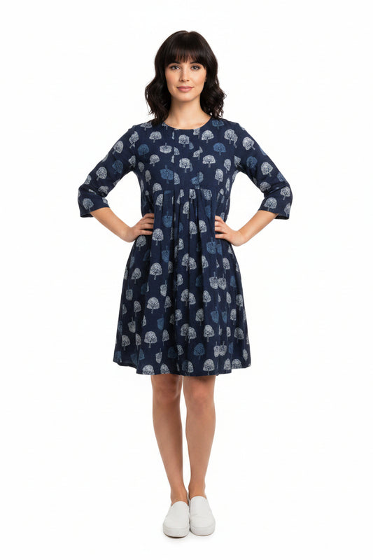 Light Blue & White Tree Print