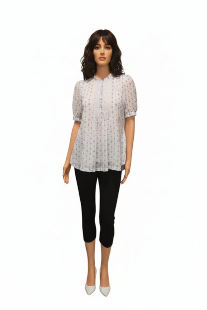 White and blue top for women