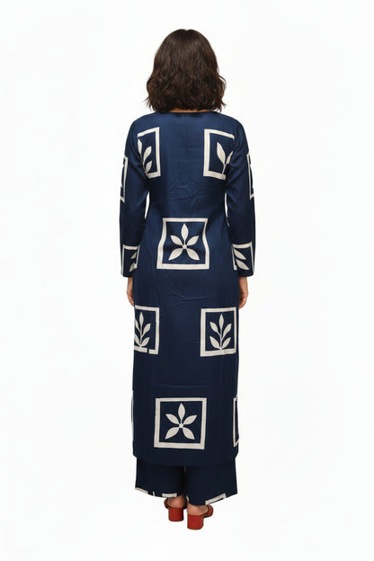 Steel Blue Palazzo Suit