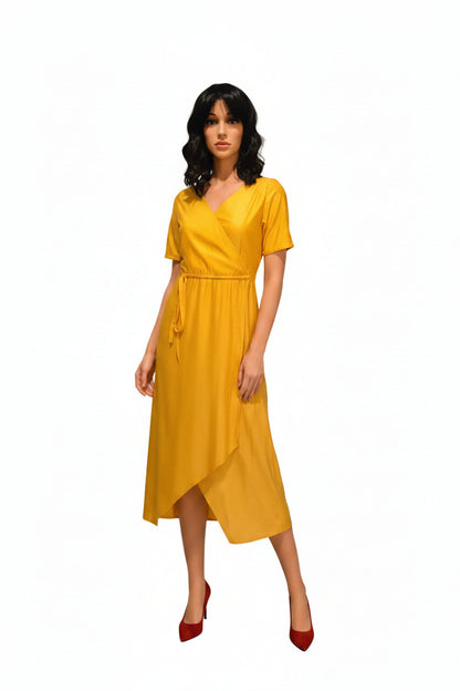 Yellow wrap dress