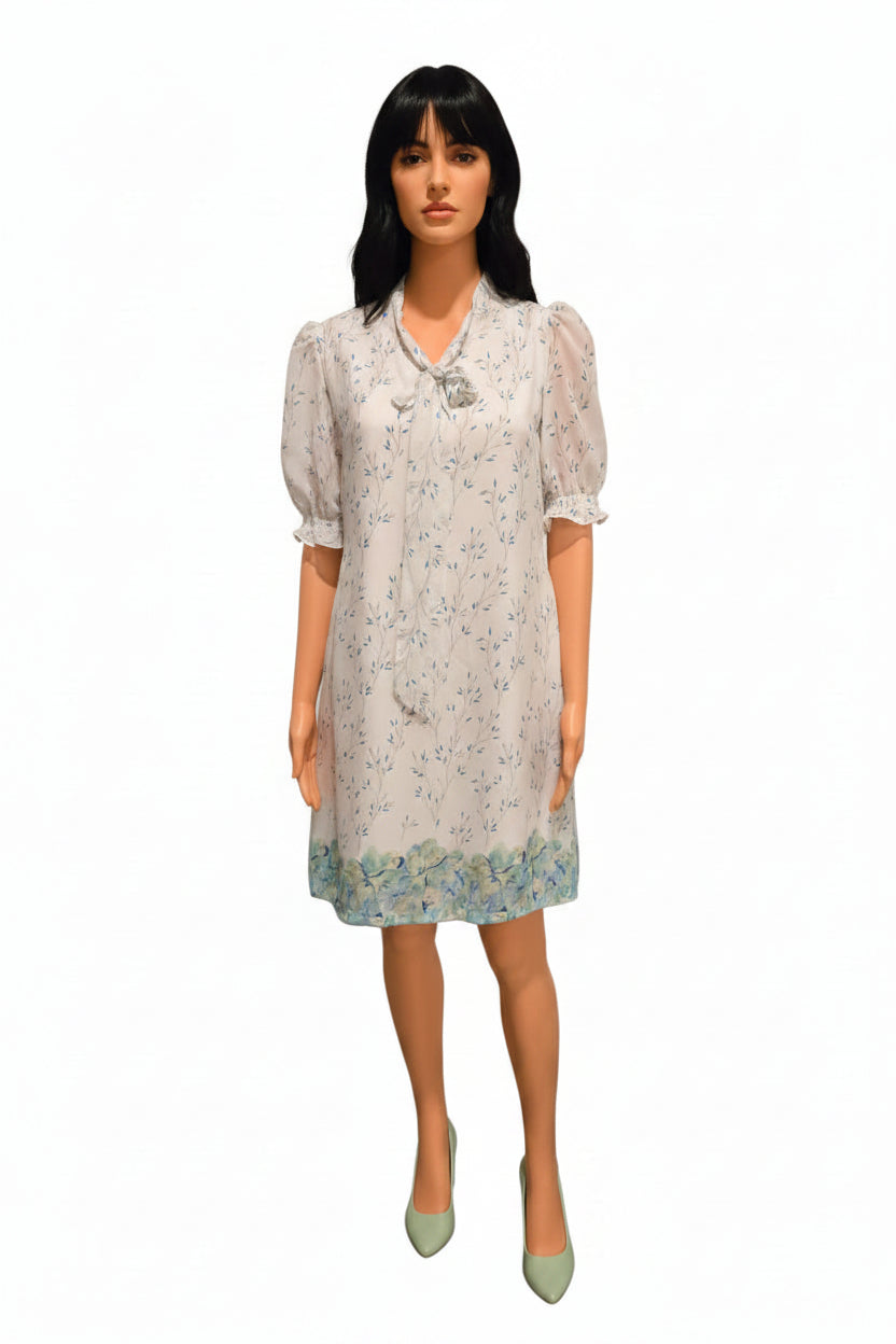 white border print dress