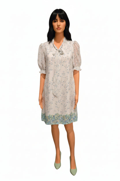 white border print dress