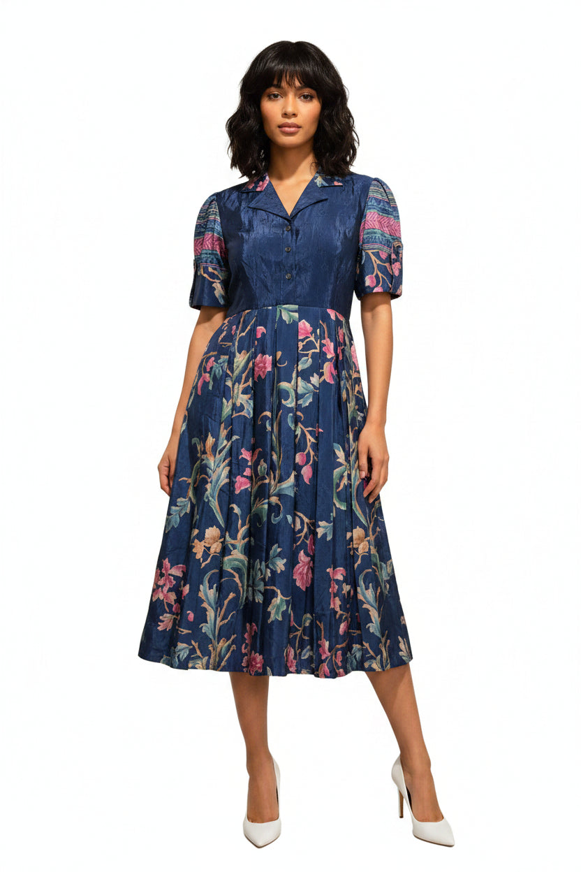 blue collar midi dress