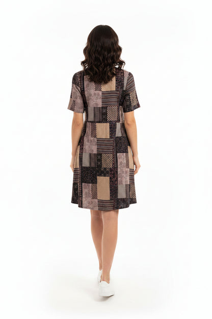 Brown Multi Color Dress
