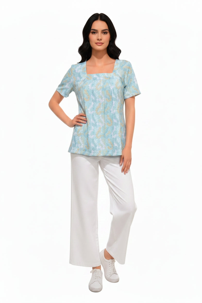 Blue embroidery top