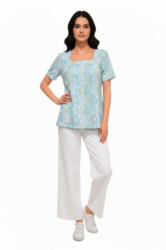 Blue embroidery top