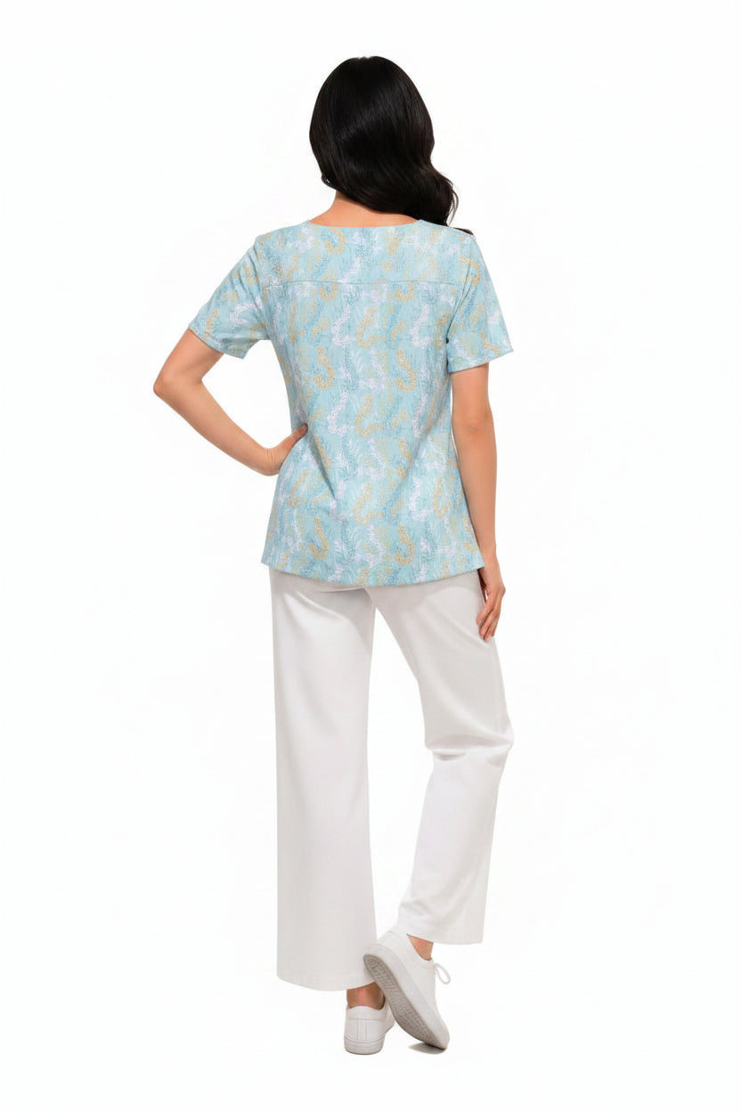 Blue embroidery top
