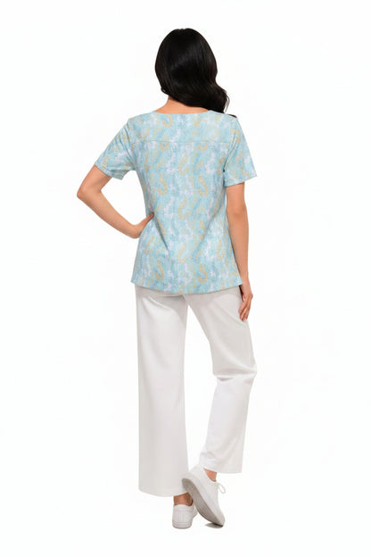 Blue embroidery top