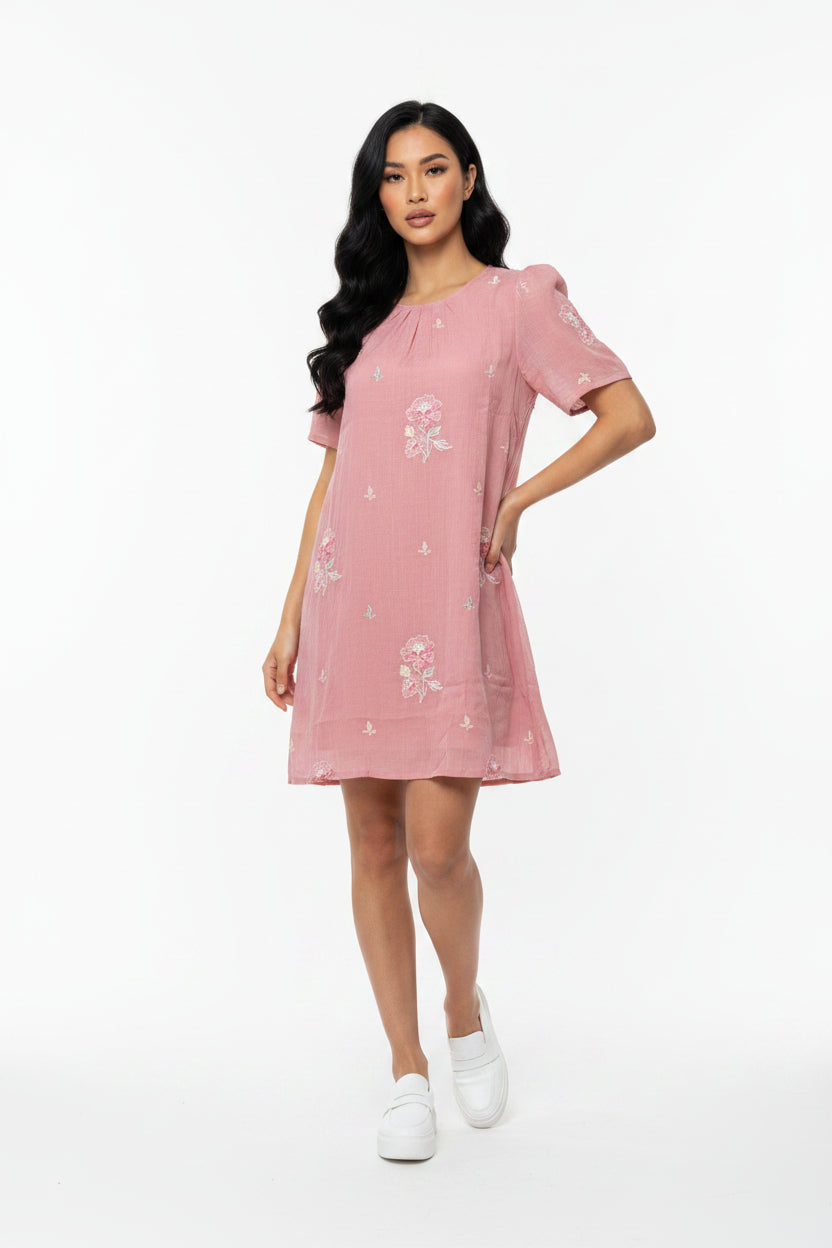 Peach embroidery dress
