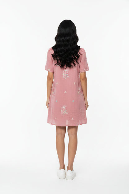 Peach embroidery dress