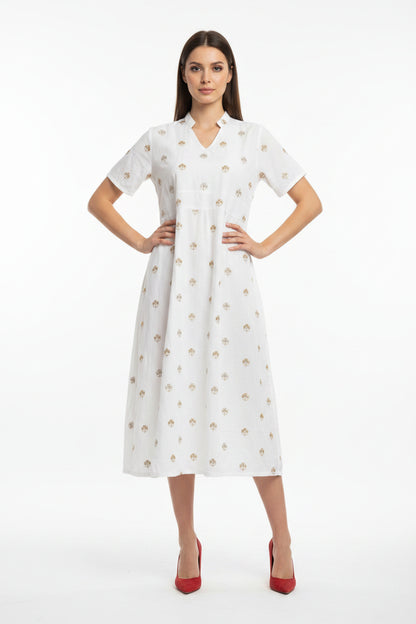 White golden rhinestone print Dress