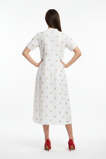White golden rhinestone print Dress