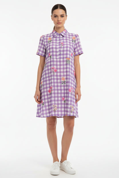 Lavender Bloom Shirt Dress