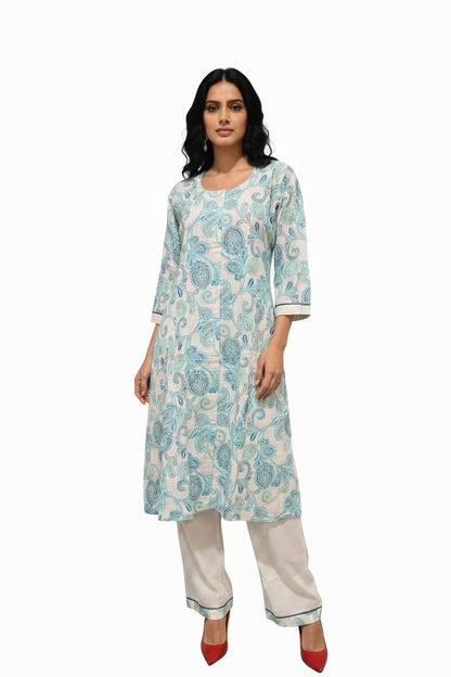 Sky Blue Printed Kurta Set