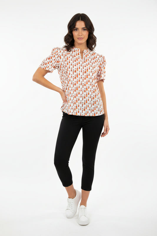 Rust Motif Printed Top (