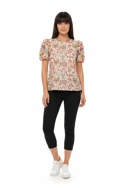 Pastel Mosaic Floral Top