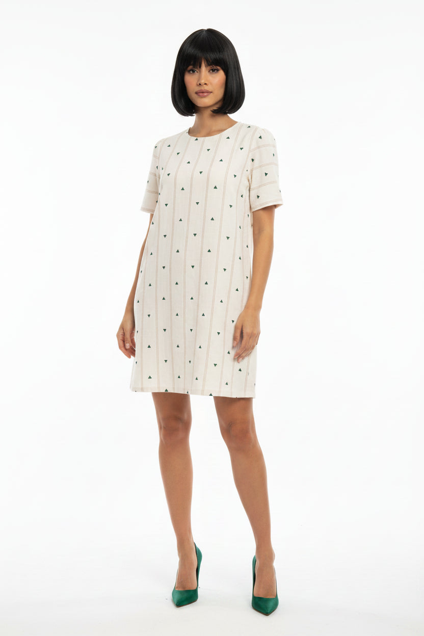 Ivory Geo Stripe Shift Dress