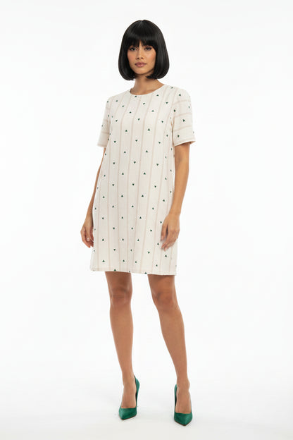 Ivory Geo Stripe Shift Dress